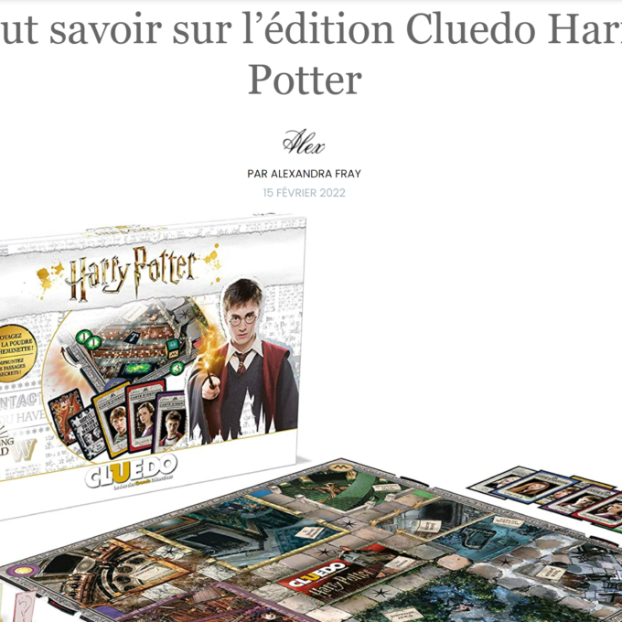 Rédaction d'un article de blog sur le jeu Cluedo Harry Potter pour le site Petite Crapule